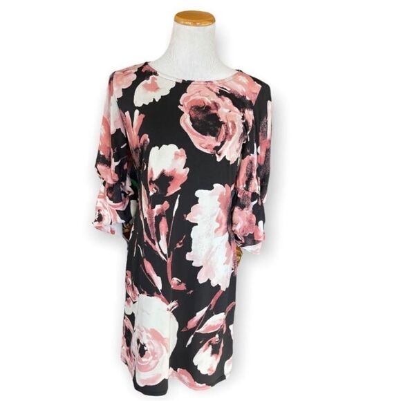 Womens Cato Floral Meadows 3/4 Bell Sleeve Shift Dress - Sz S - Picture 1 of 2